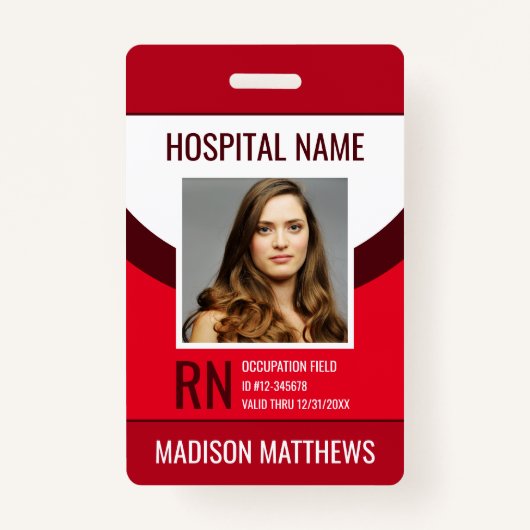 医療従業パーソナライズされた員の写真ID バッジ (正面)