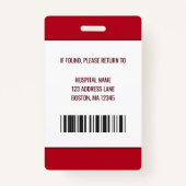 医療従業パーソナライズされた員の写真ID バッジ (裏面)