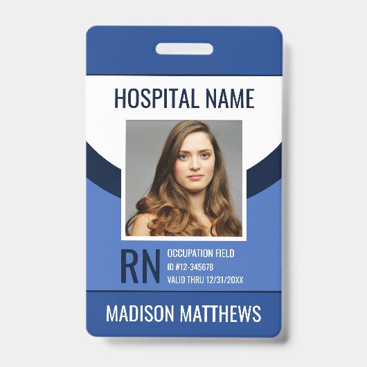 医療従業パーソナライズされた員の写真ID バッジ (Front)