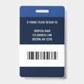 医療従業パーソナライズされた員の青い写真ID バッジ (Back)