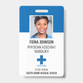 医療従業パーソナライズされた員ロゴの写真ID バッジ (表面)