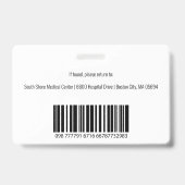 医療従業パーソナライズされた員ロゴの写真ID バッジ (裏面)