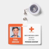 医療従業パーソナライズされた員ロゴの写真ID バッジ (正面(伸縮クリップ))