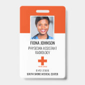 医療従業パーソナライズされた員ロゴの写真ID バッジ (表面)