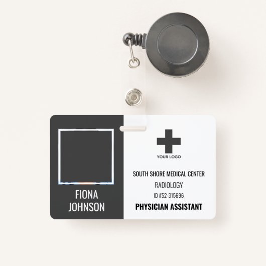 医療従業パーソナライズされた員ロゴの写真ID バッジ (正面リトラクタブル付き)