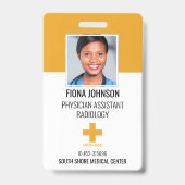 医療従業パーソナライズされた員ロゴ写真IDバッジ バッジ (Front)