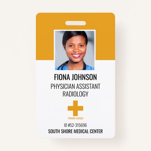 医療従業パーソナライズされた員ロゴ写真IDバッジ バッジ (正面)