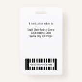 医療従業パーソナライズされた員ロゴ写真IDバッジ バッジ (裏面)