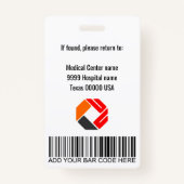 医療従業者写真バーコードロゴ名 バッジ (裏面)