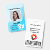 医療従業者写真バーコードロゴ名 バッジ (正面＆裏面)