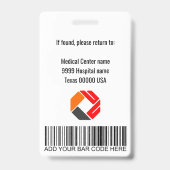 医療従業者写真バーコードロゴ名 バッジ (裏面)