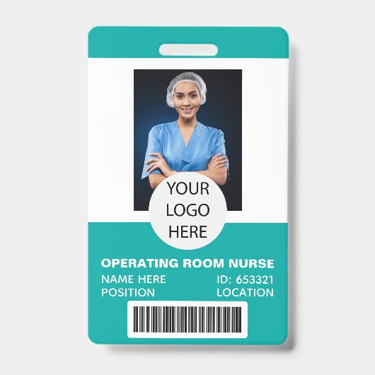 医療手術室看護師写真ID バッジ (正面)