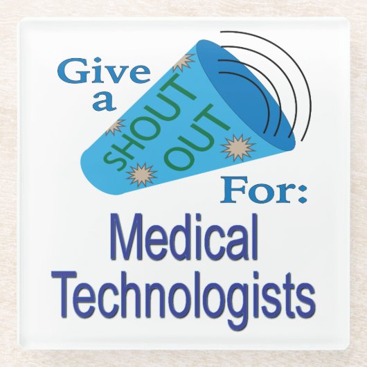 医療技術者に声を掛ける ガラスコースター (正面)