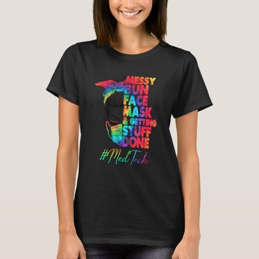 医療技術者乱雑Bun顔マスクと取得 Tシャツ (正面)