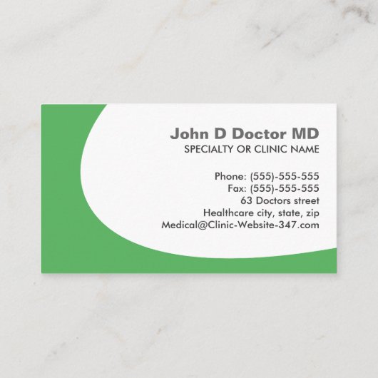 医療担当者または医療グリーンの名刺 名刺 (裏面)