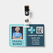 医療旅行ナース写真ID バッジ (正面 (クリップ付))