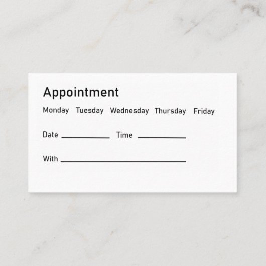 医療業務アポイントメントリマインダーカード 名刺 (裏面)