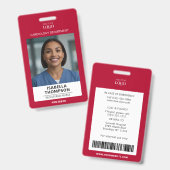 医療機関の緊急治療室ナース写真ID バッジ (正面＆裏面)