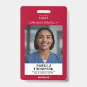医療機関の緊急治療室ナース写真ID バッジ (正面)