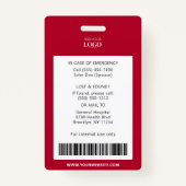 医療機関の緊急治療室ナース写真ID バッジ (裏面)