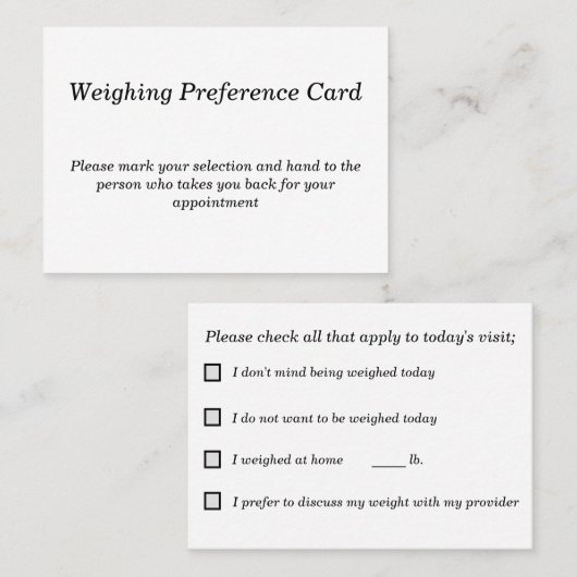 医療機関用の患者計量オプションカード 名刺 (正面/裏面)