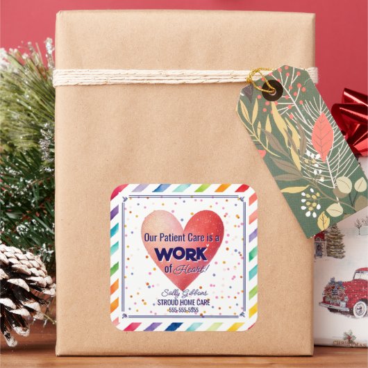 医療気に患者はハート患者の仕事だ スクエアシール (クリスマス)