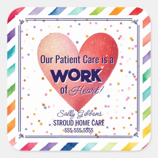 医療気に患者はハート患者の仕事だ スクエアシール (正面)