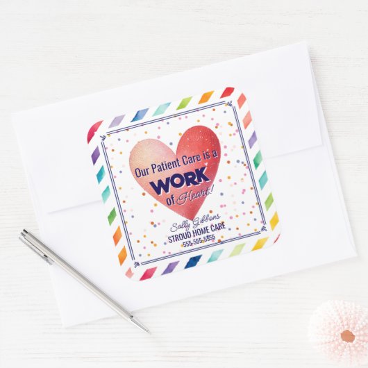 医療気に患者はハート患者の仕事だ スクエアシール (封筒)