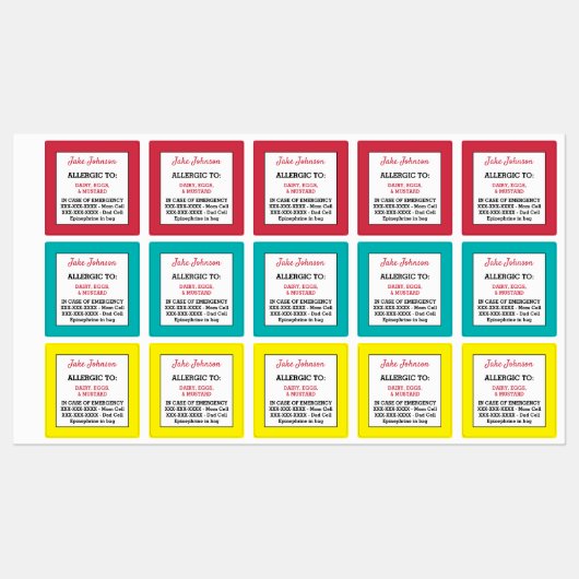 医療注意子アレルギー警告学校の保育園 ラベル (シート)