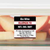 医療注意子アレルギー警告学校の保育園 ラベル (貼付)