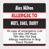 医療注意子アレルギー警告学校の保育園 ラベル (デザイン1)