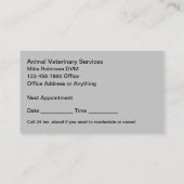 医療獣医アポイントメントカード 名刺 (裏面)