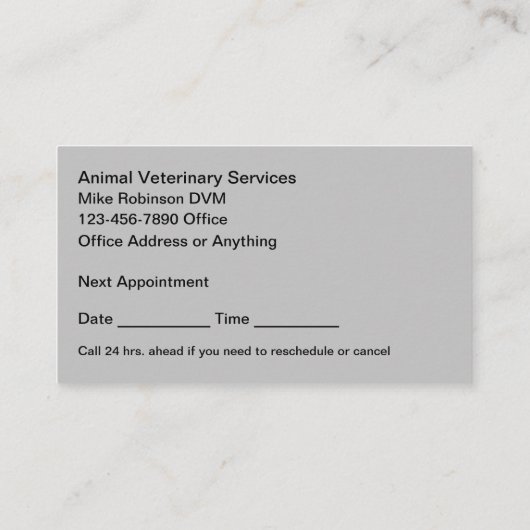 医療獣医アポイントメントカード 名刺 (裏面)