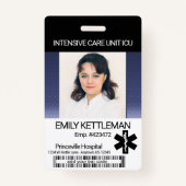 医療現場の写真バッジ – ダークブルー バッジ (正面)