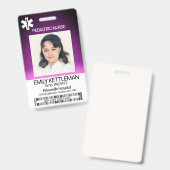 医療現場の写真 – 小児ナース – 紫 バッジ (正面＆裏面)