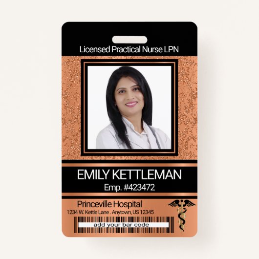 医療現場フォトバッジ – オレンジ バッジ (正面)