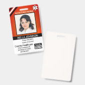 医療現場フォトバッジ – ナース – オレンジ バッジ (正面＆裏面)