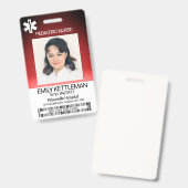 医療現場フォトバッジ – 小児ナース – 赤 バッジ (正面＆裏面)