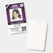 医療現場フォトバッジ – 旅行ナース – 紫 バッジ (正面＆裏面)