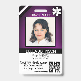 医療現場フォトバッジ – 旅行ナース – 紫 バッジ