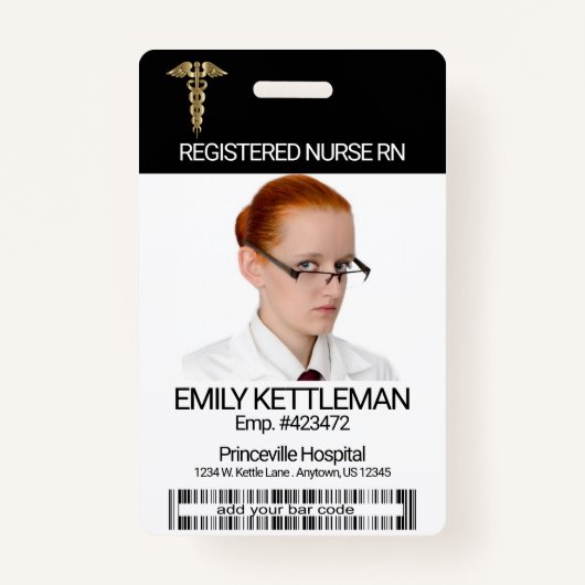 医療現場フォトバッジ – 金ゴールドロゴ バッジ (正面)