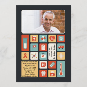 医療現場退職写真招待状 招待状