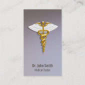 医療用エレガント金ゴールドの白い翼 名刺 (正面)