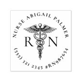 医療用カデュケウスシンボル付きパーソナライズドナーシングスタンプ セルフインキングスタンプ (デザイン)