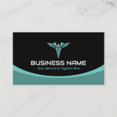 医療用カドゥセウスのロゴヘルス気にモダンティール（緑がかった色） 名刺 (正面)