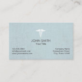 医療用カドゥセウスフェイクシンボルリネン淡い青 名刺 (正面)