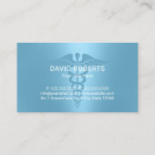 医療用カドゥセウスモダン記号ライトブルー 名刺 (裏面)