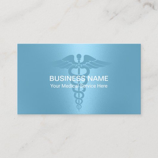 医療用カドゥセウスモダン記号ライトブルー 名刺 (正面)