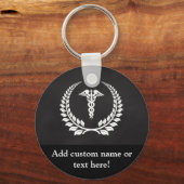 医療用カドゥセウス月桂樹 キーホルダー (正面)