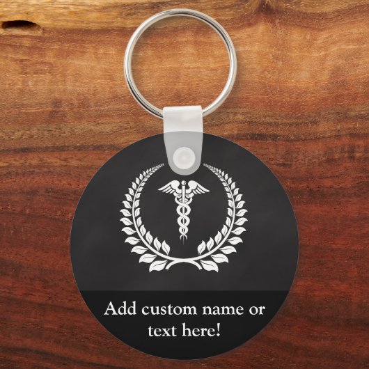 医療用カドゥセウス月桂樹 キーホルダー (正面)